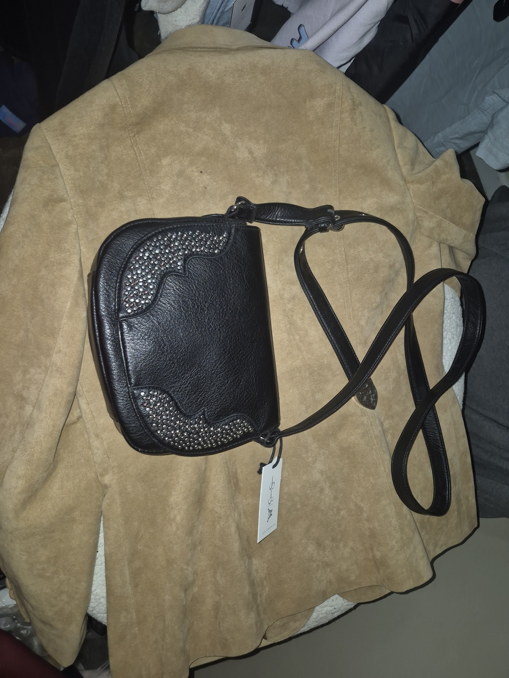 Jessica Simpson Black Studded Crossbody Bag